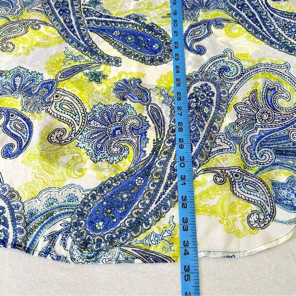 Chico's 2 Large Arielle Paisley Roll Sleeve Sheer Pullover Tunic Top - Picture 15 of 16